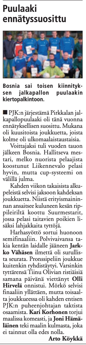 Turnausraportti Pirkkalaisessa 26.09. 2007